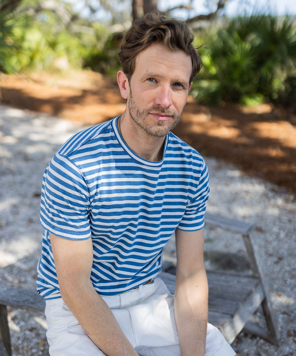 Pinckney Indigo Cabana Stripe Tee Tees OOBE BRAND Cabana Indigo Stripe S