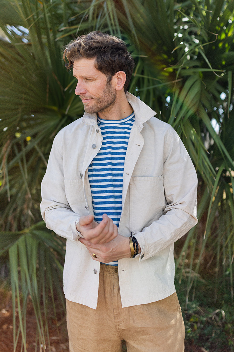 man wearing a lightweight jacket
