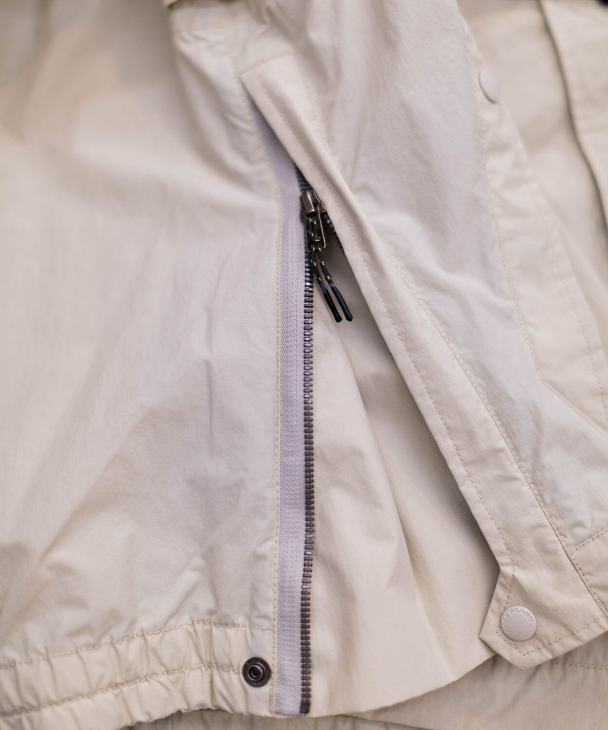 mens anorak jacket by oobe brand, close up