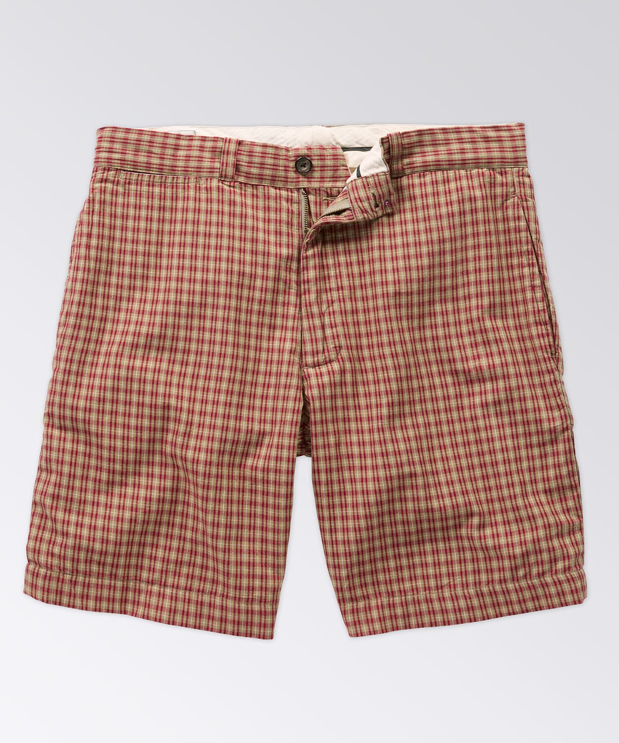 front of mens plaid shorts