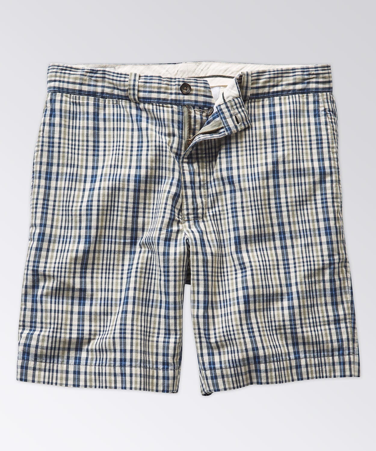 front of mens plaid shorts