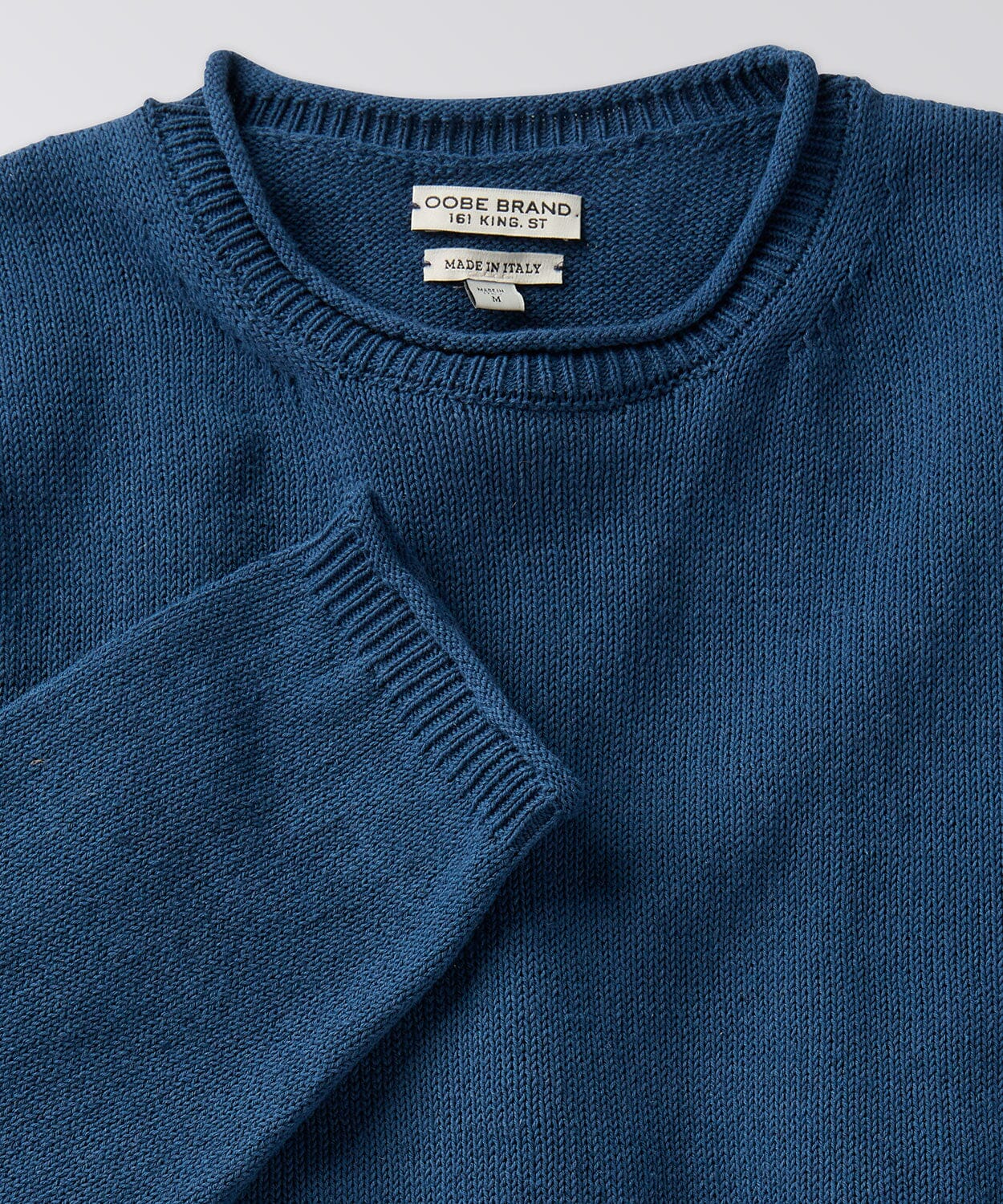 Close Up of Raw Edge Crew Neck Line