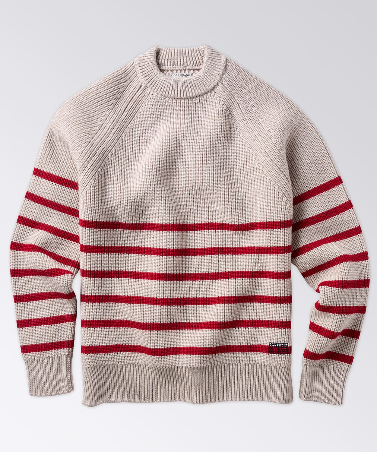 Leon Crew Sweater Sweaters OOBE BRAND Natural Red Stripe S 