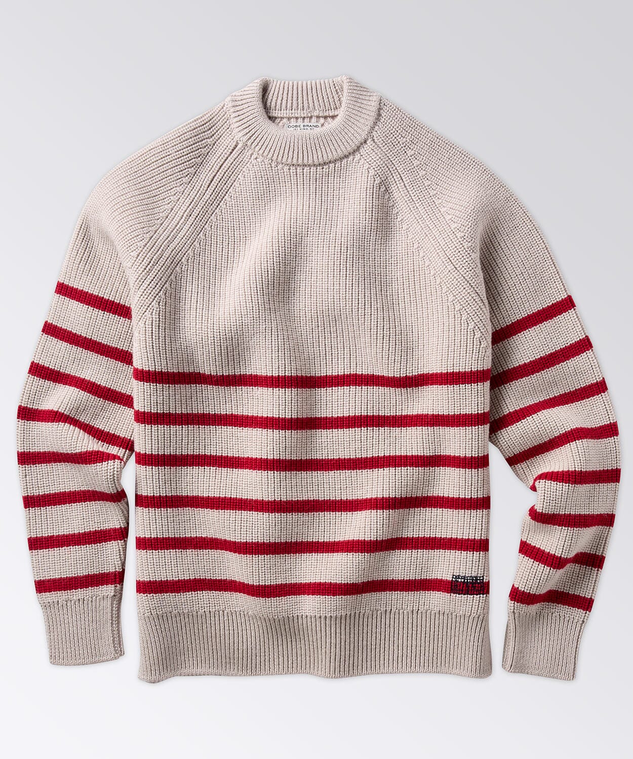 Leon Crew Sweater Sweaters OOBE BRAND Natural Red Stripe S