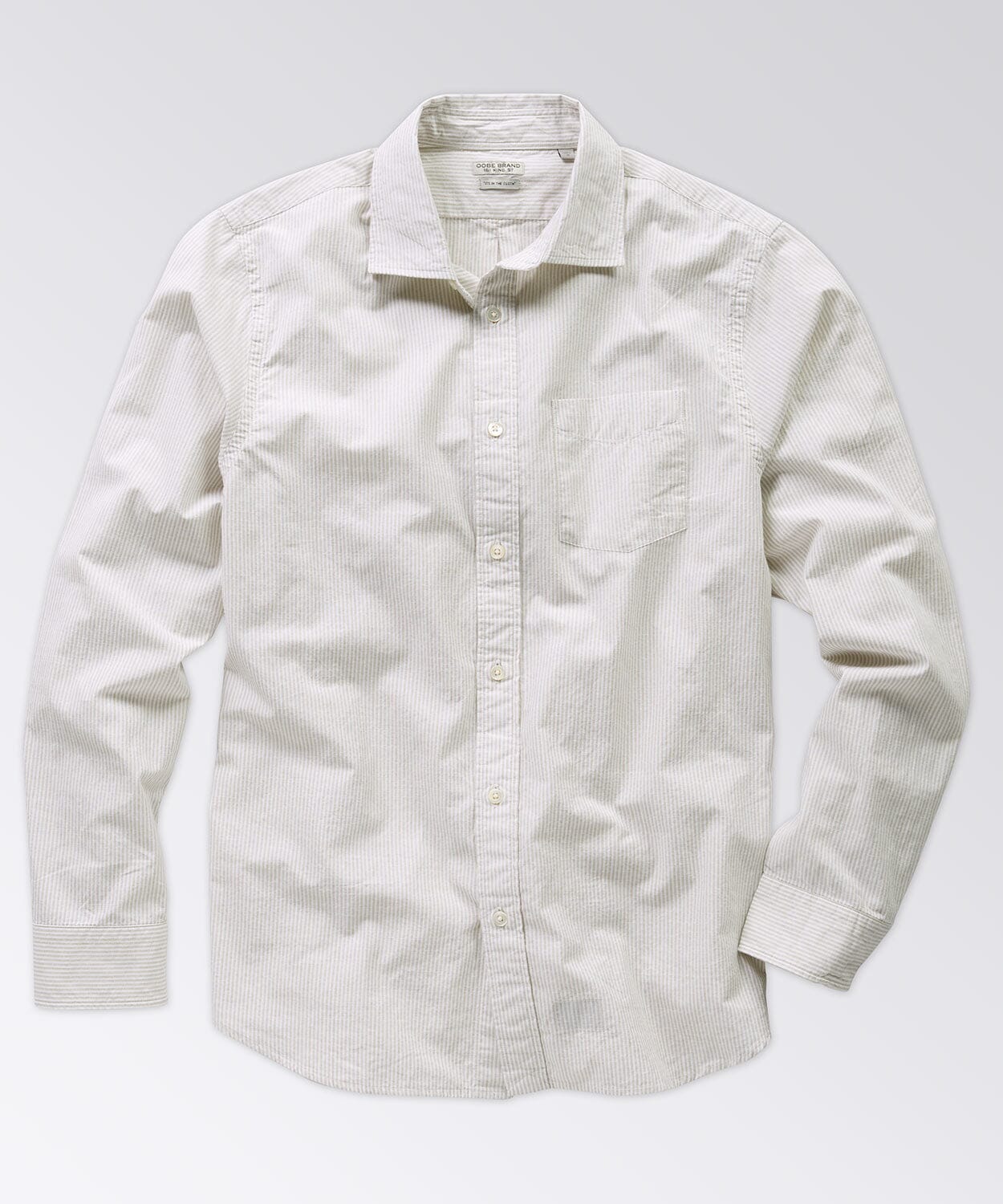 Excella Shirt Button Downs OOBE BRAND Khaki White Stripe S