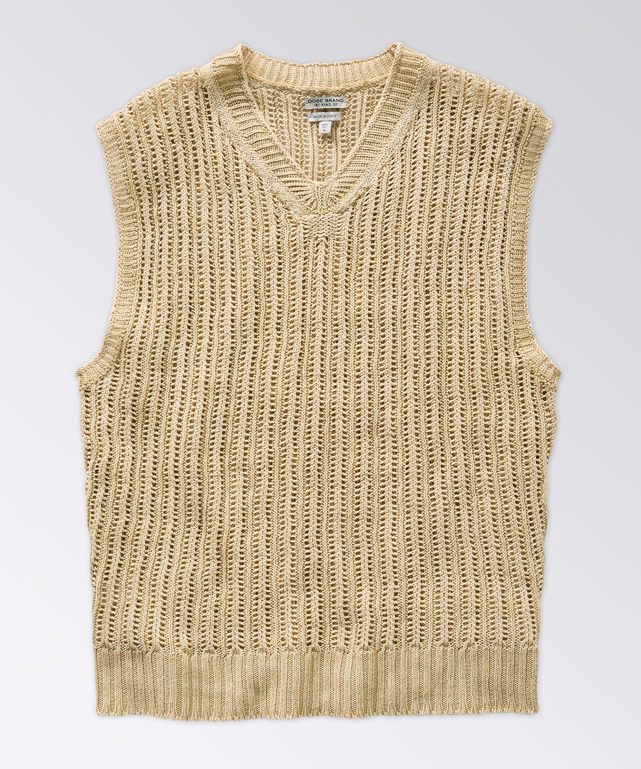 Open Weave V Neck Linen Sweater