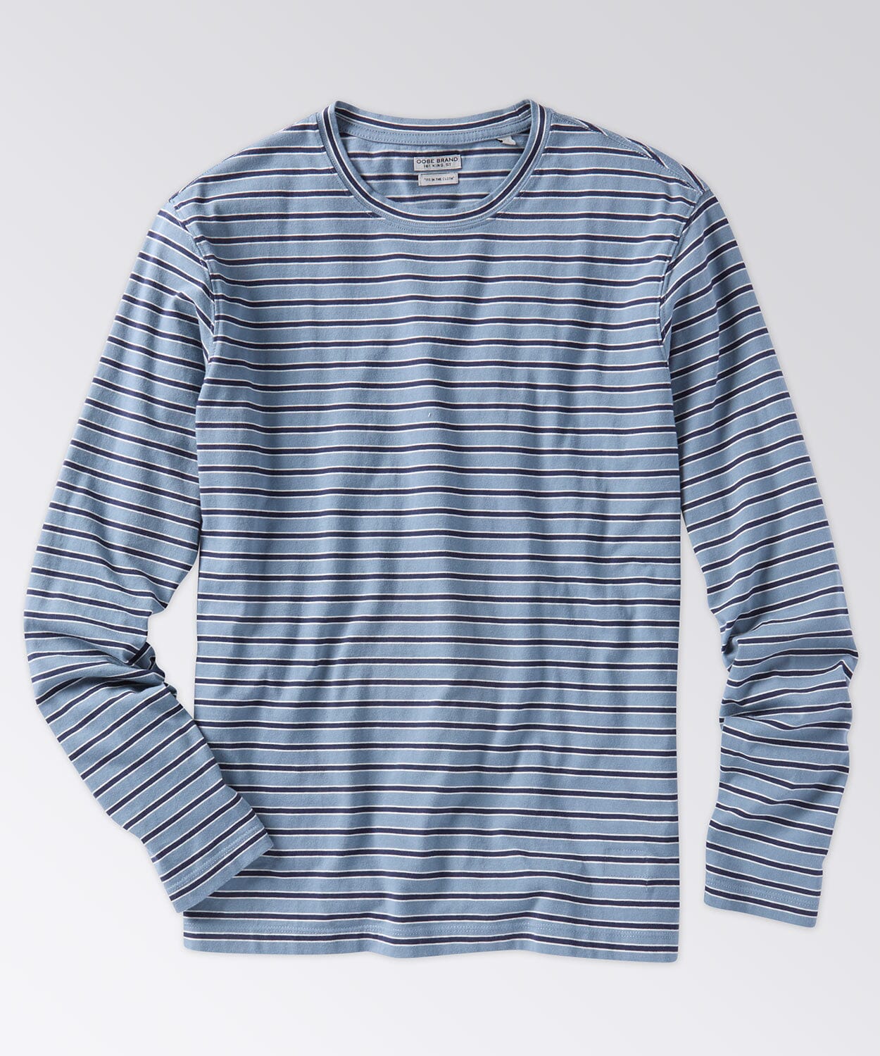 front of a mens striped tee