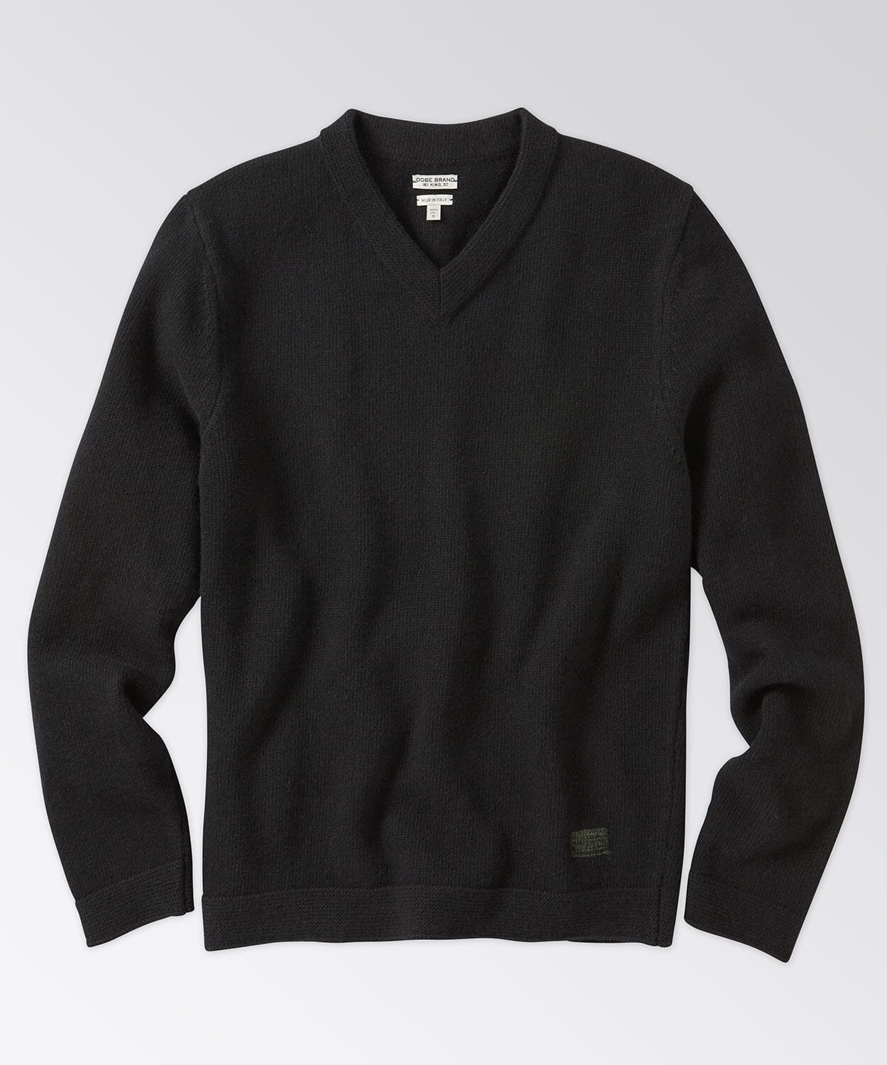 V Neck Wool Sweater with Signature Detail at Hem
