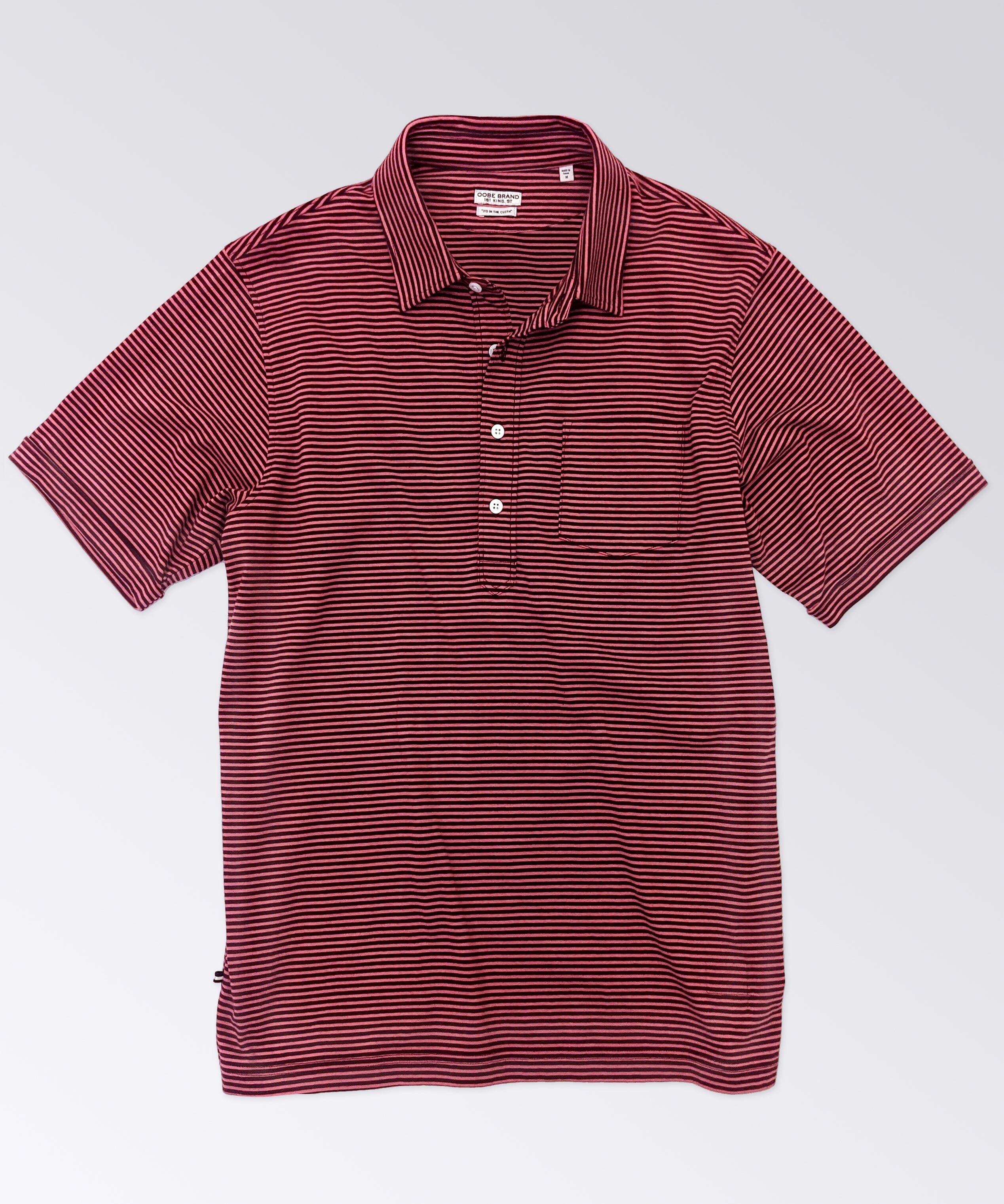 Avedon Stripe Polo Polo Shirts OOBE BRAND Rose Wine Pinstripe S