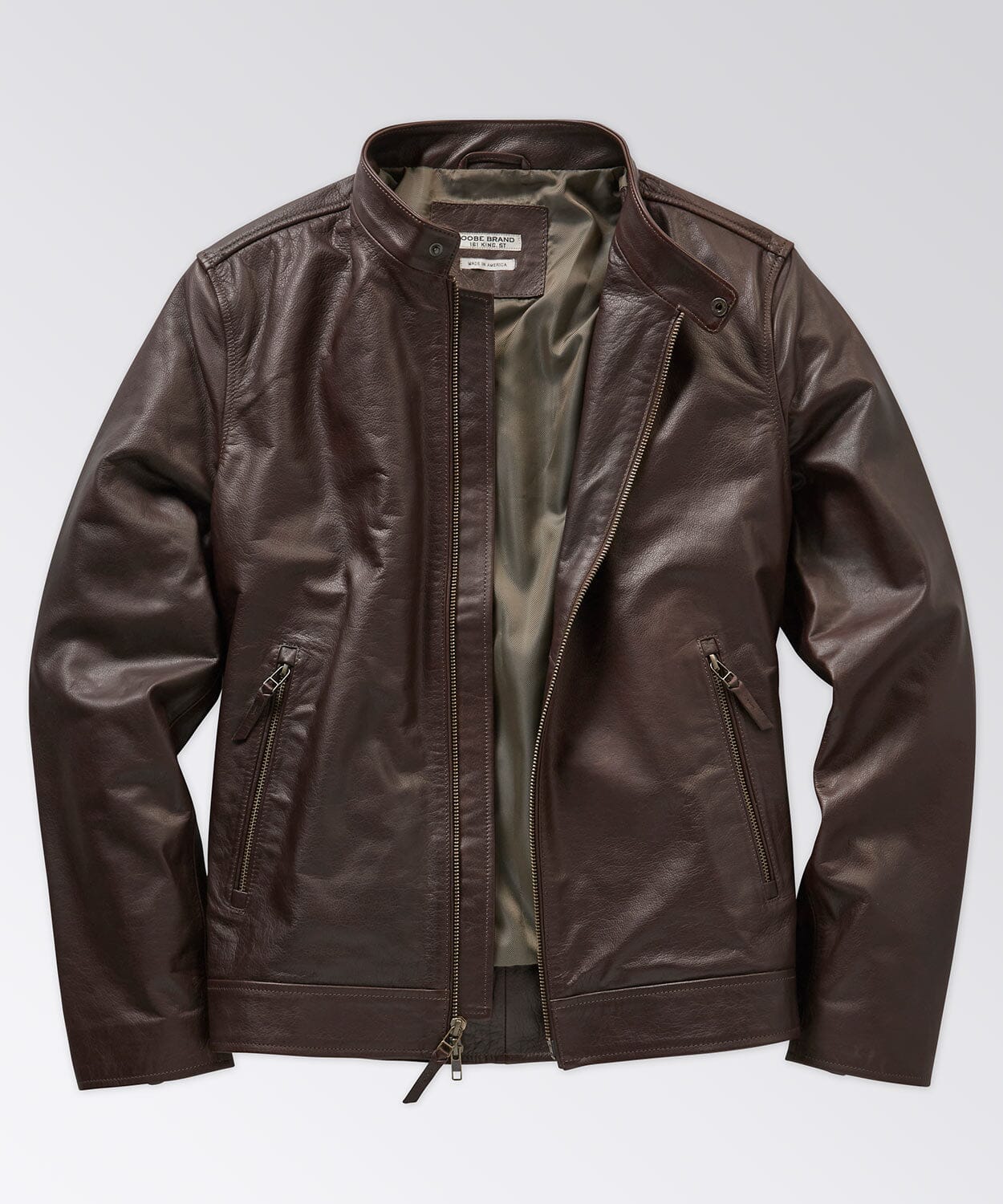 MEMBERS ONLY KOREA CAFE RACER Chocolate Brown Genuine hot Leather Jacket Coat Sm-M