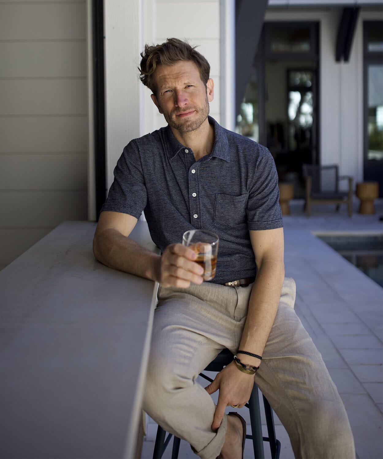 Avedon Indigo Stripe Polo Polo Shirts OOBE BRAND 