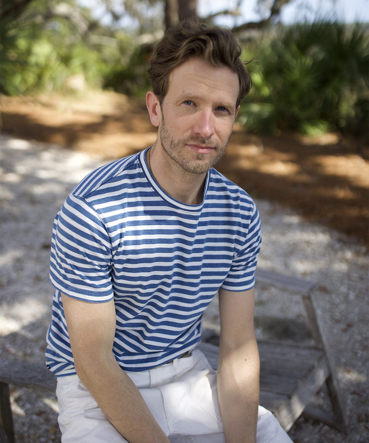 Pinckney Indigo Cabana Stripe Tee Tees OOBE BRAND 