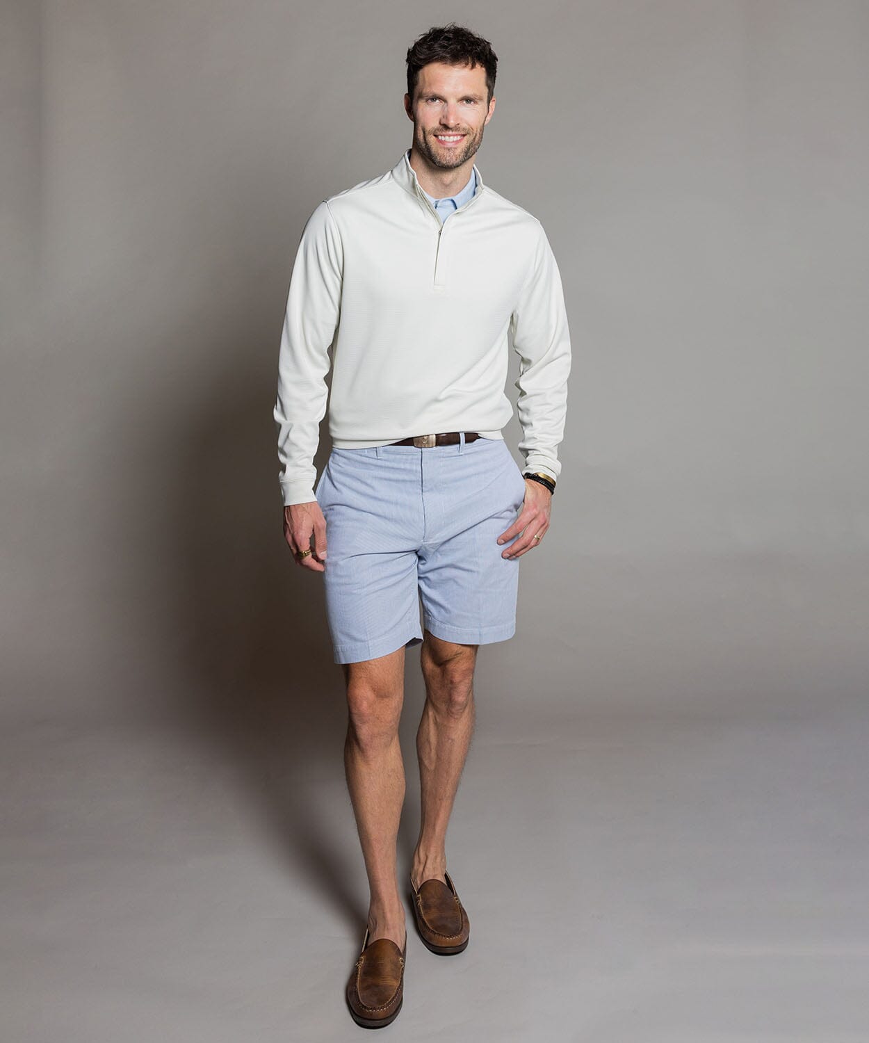 Slater Heathered Quarter Zip Knits OOBE Essentials Silver Birch S 