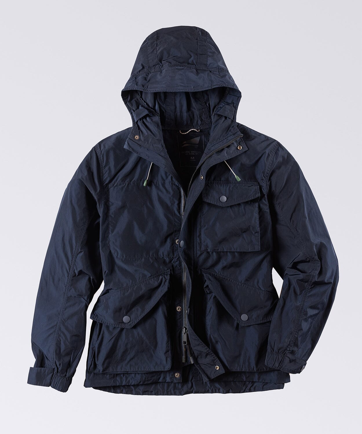 navy blue lightweight rain jacket by oobe brand