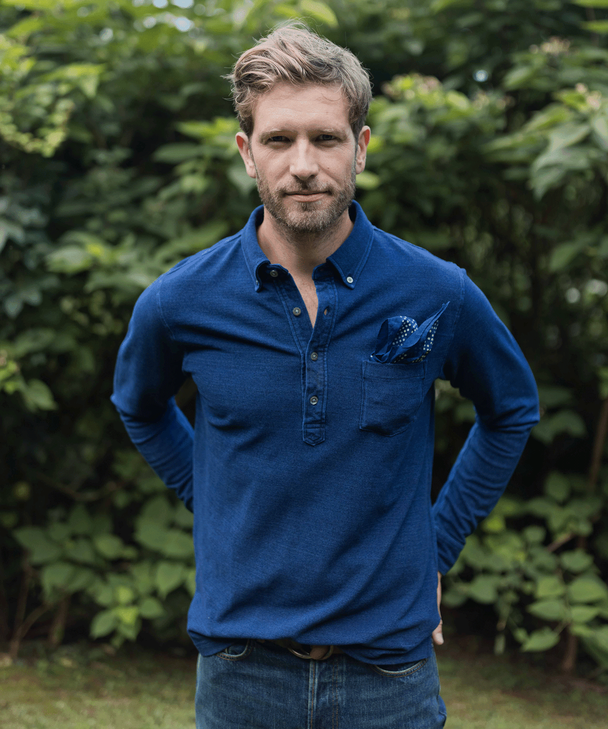 Dark Indigo Long Sleeve Polo - OOBE BRAND