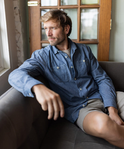 トップス [LAPIIS] FINE WOOL CHAMBRAY SHIRT LAPIIS] FINE WOOL