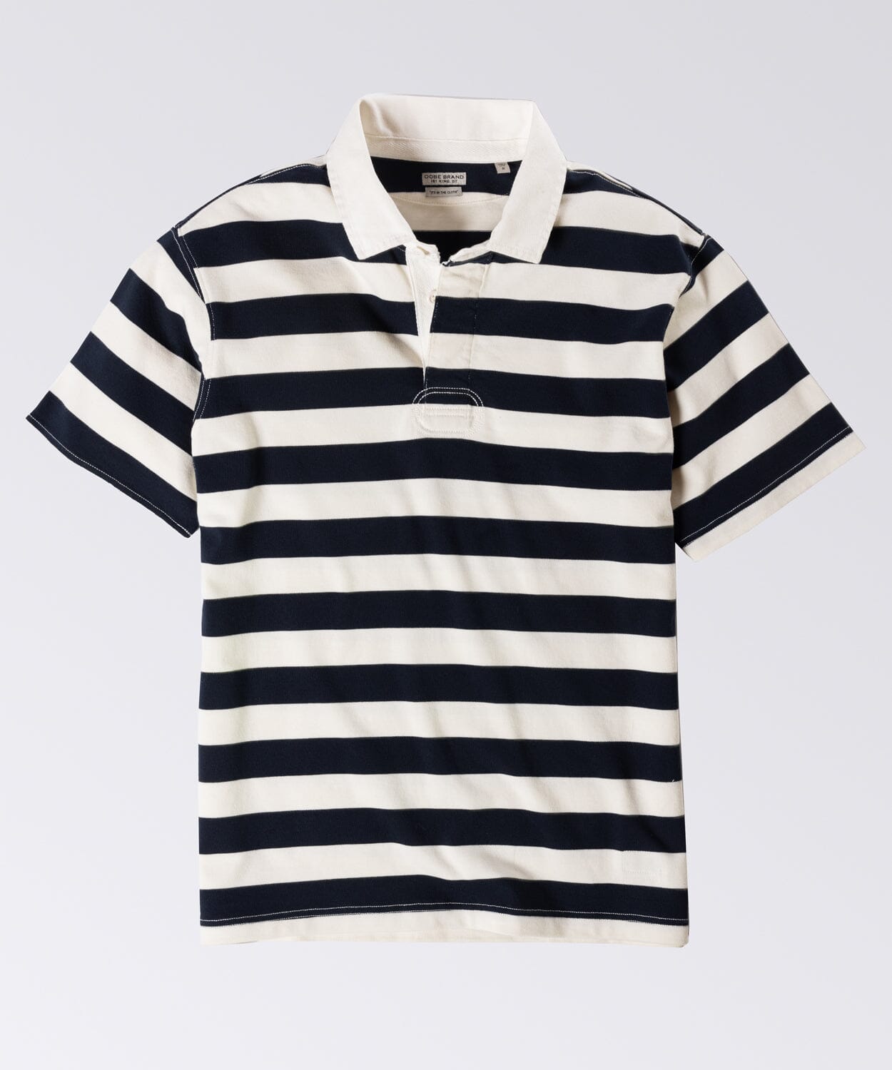 Navy Chalk Stripe Rugby Polo - OOBE Brand