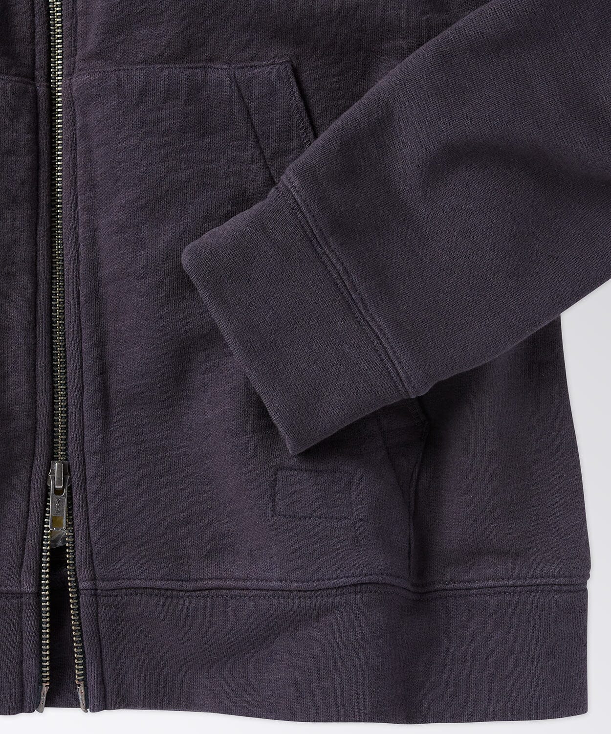 detail of a mens full zip hoodie