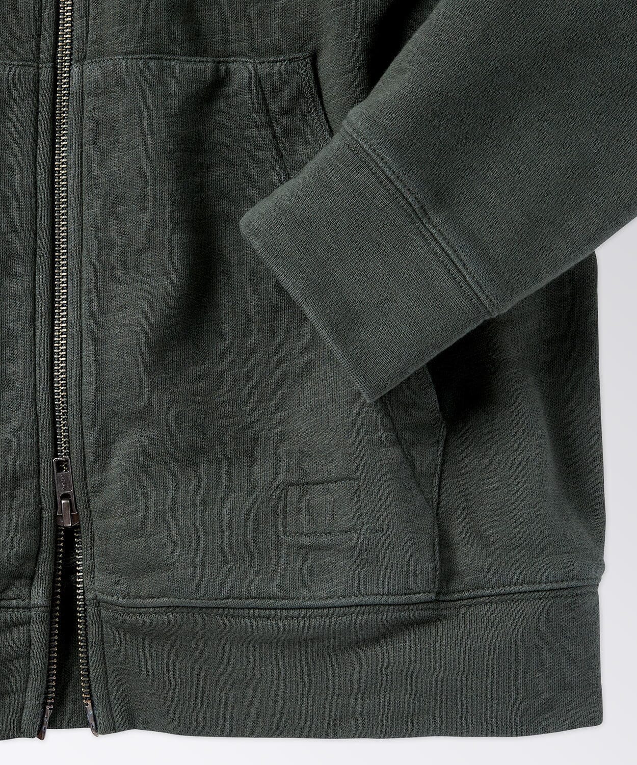 detail of a mens full zip hoodie