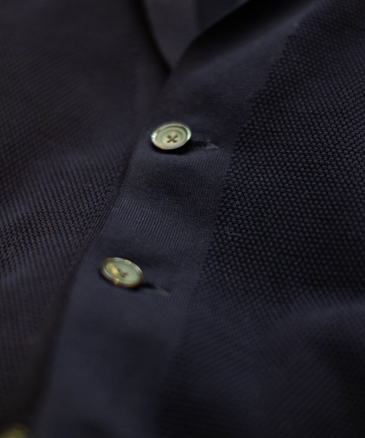 mens navy blue lightweight cardigan by oobe brand, close up