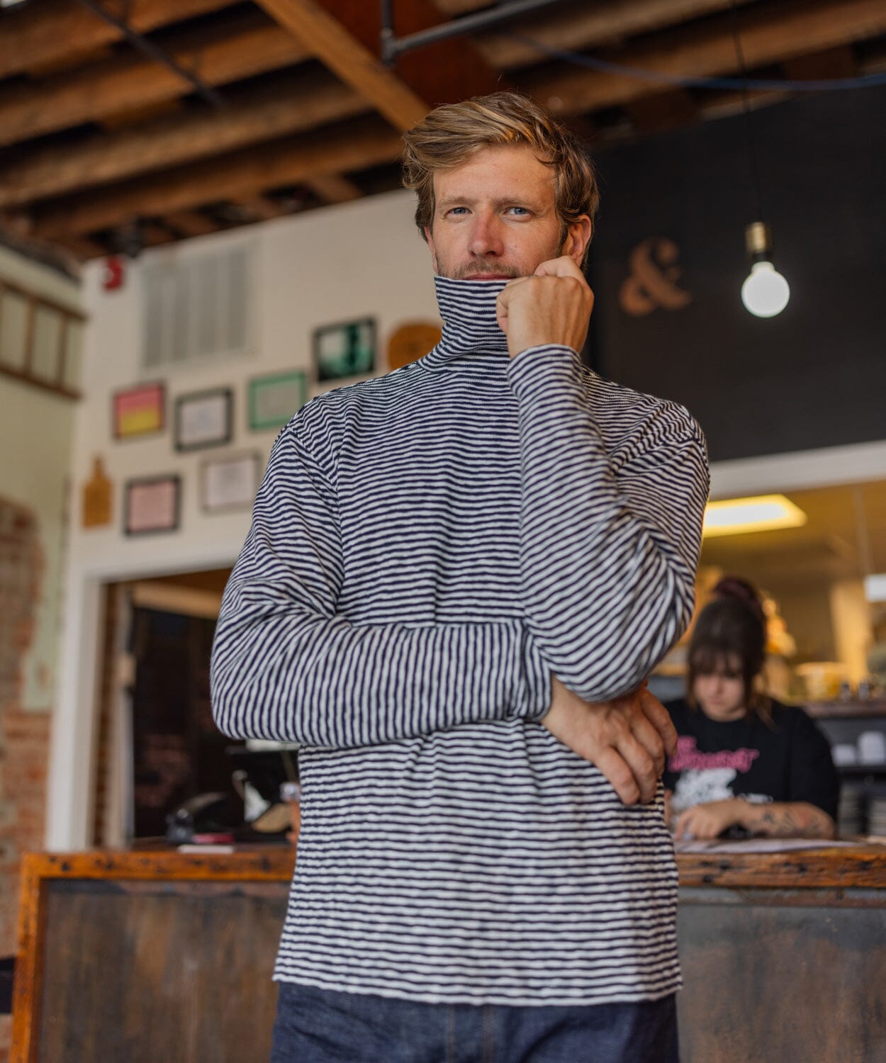 Cooper Turtleneck - Navy Stripe - OOBE BRAND