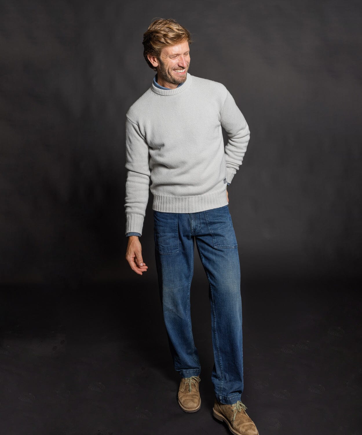 Wool Chalmers Crew Sweater - Linen - OOBE BRAND