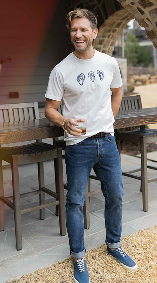 man wearing a t-shirt and jeans by oobe brand