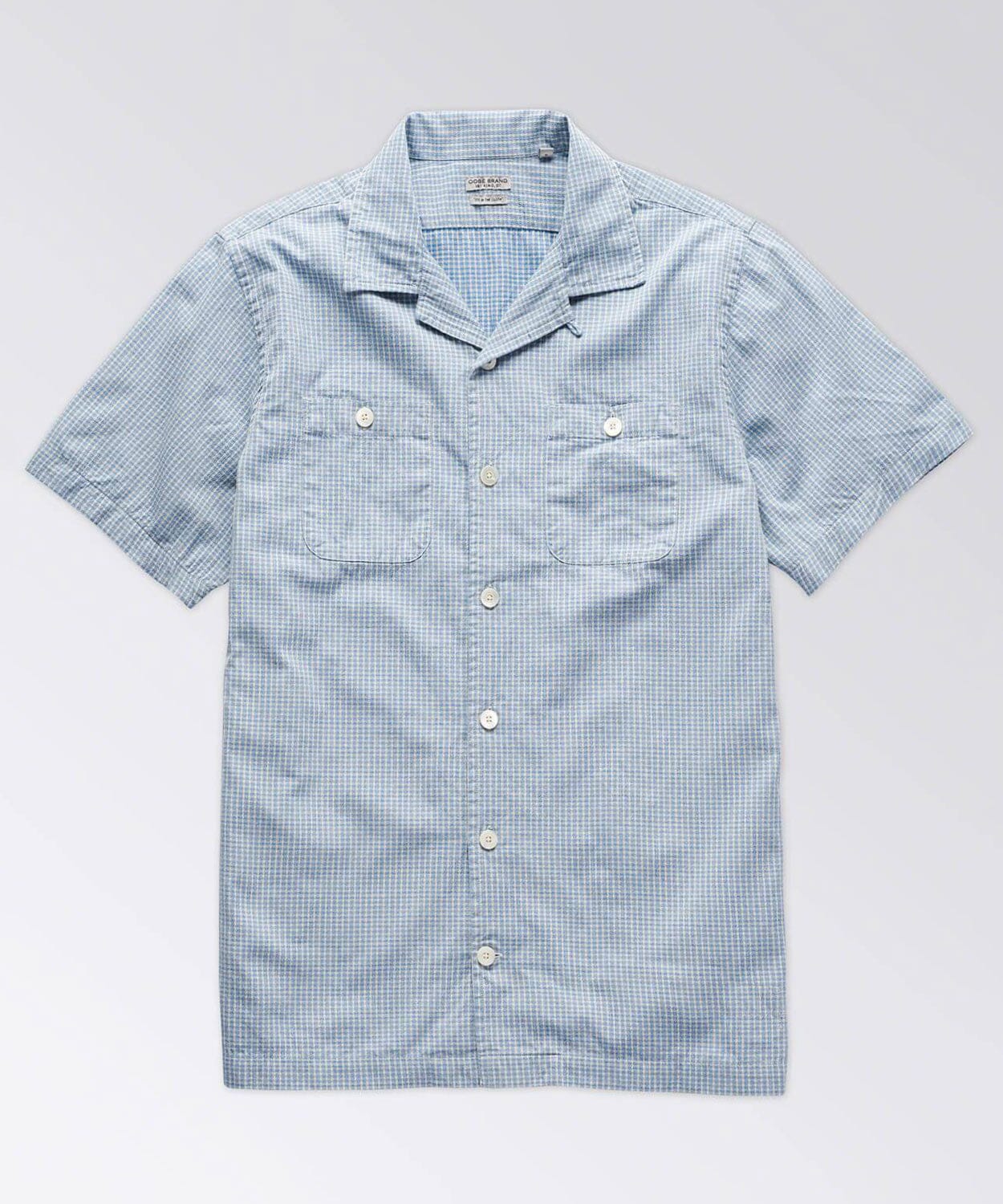 Elcott Short Sleeve Shirt Button Downs OOBE BRAND Blue Check S 