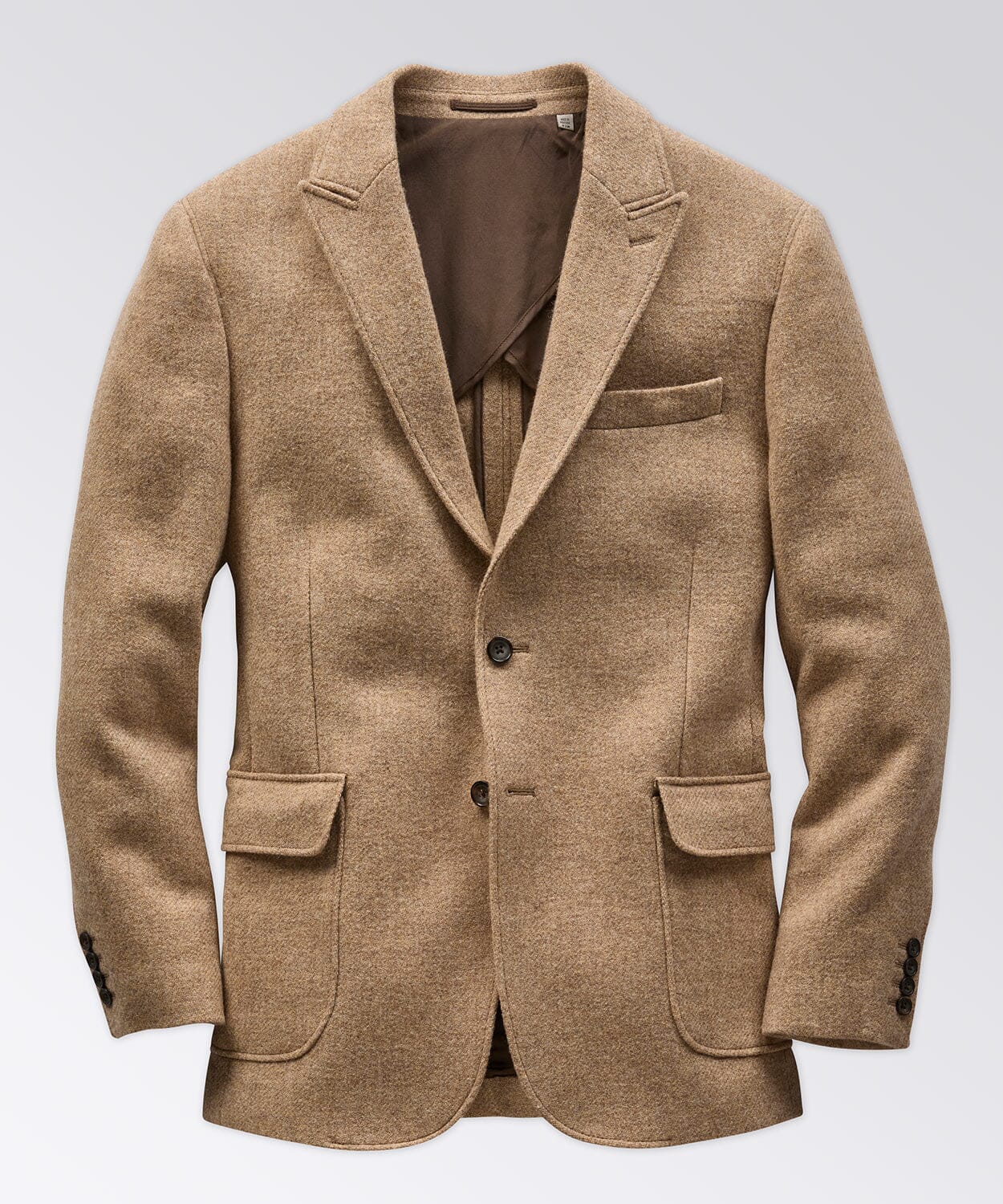 Peak Lapel Tweed Blazer Sport Coats & Blazers OOBE BRAND Camel 40" Reg