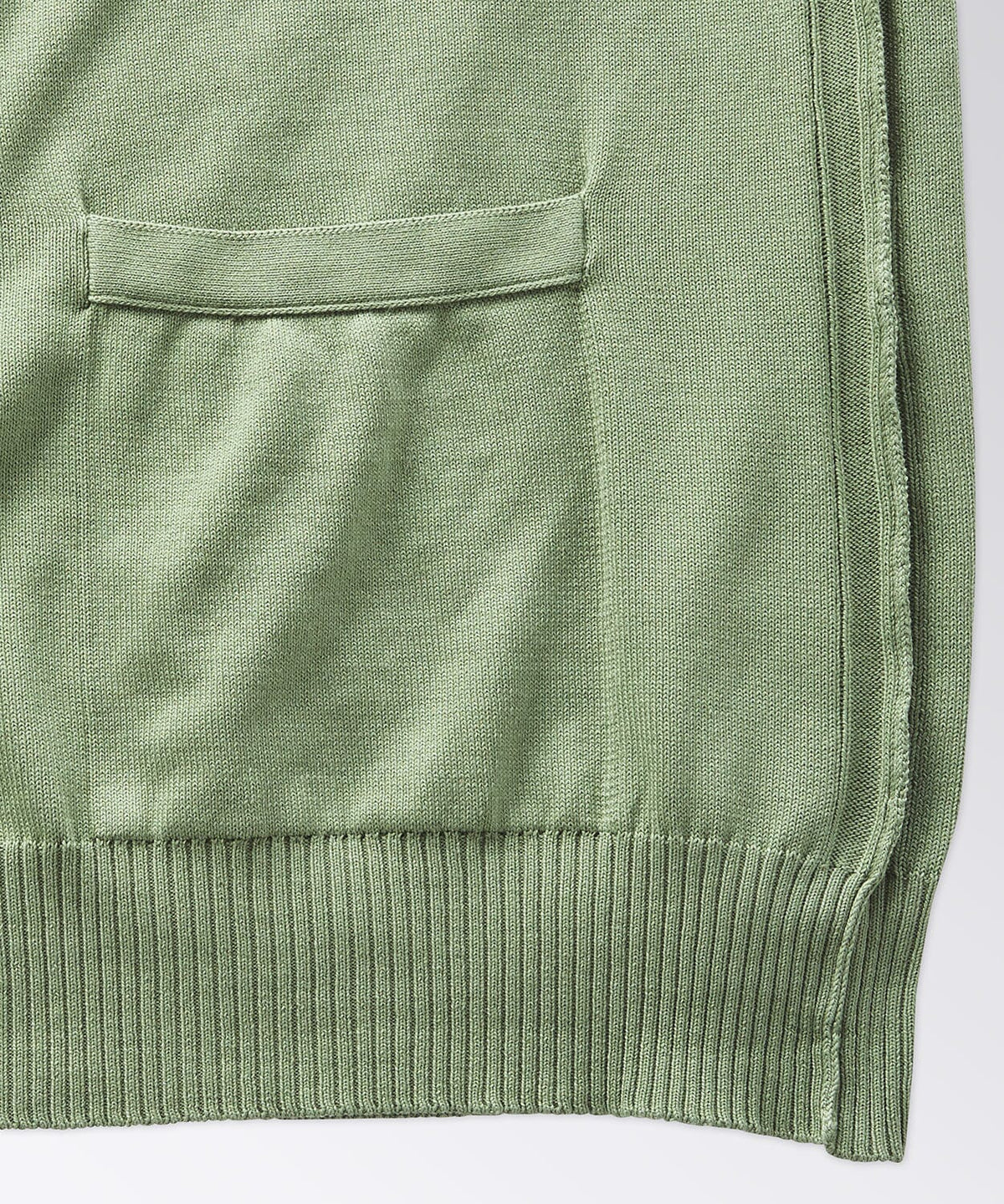 close up of a cardigan pocket