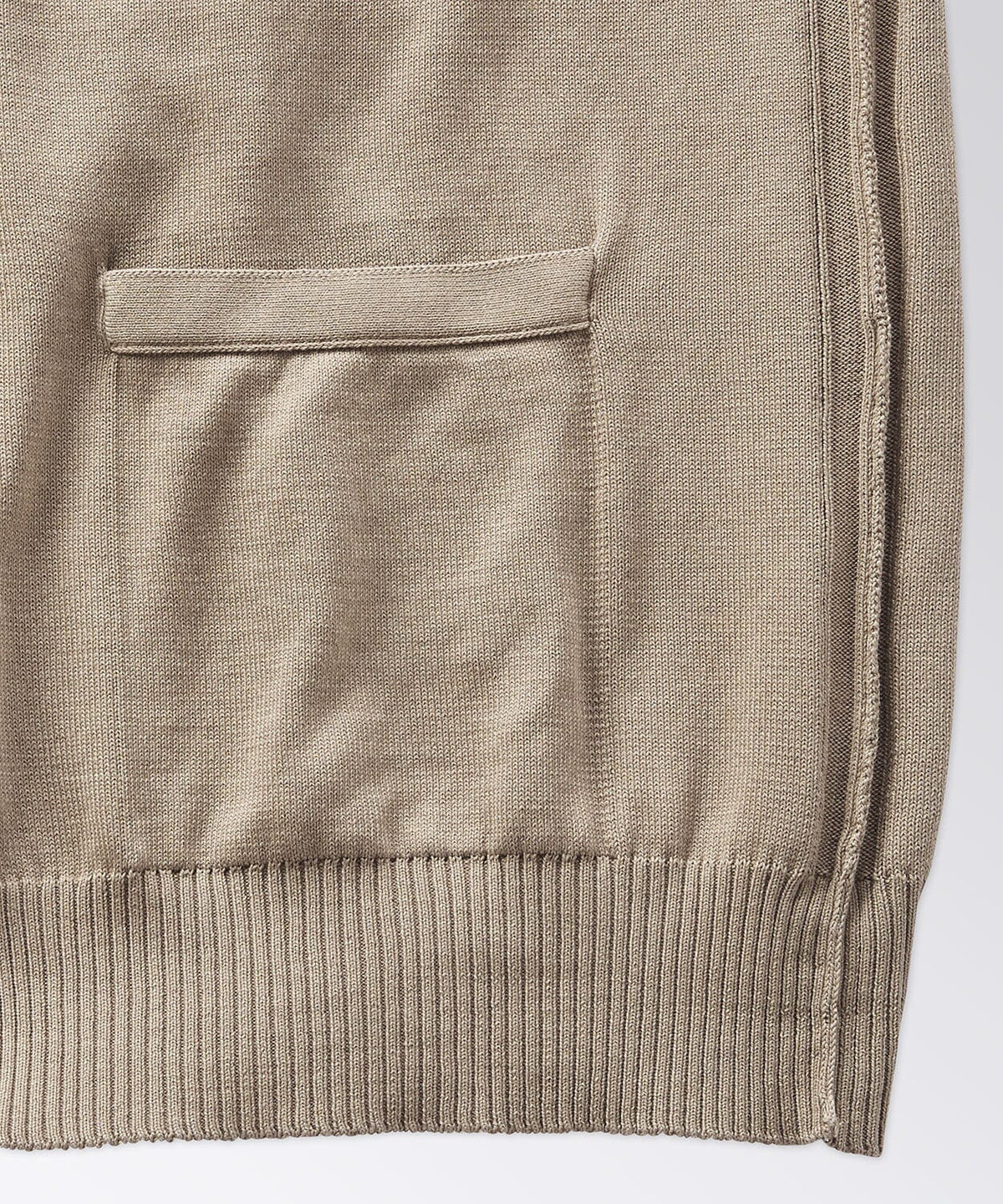 close up of a cardigan pocket