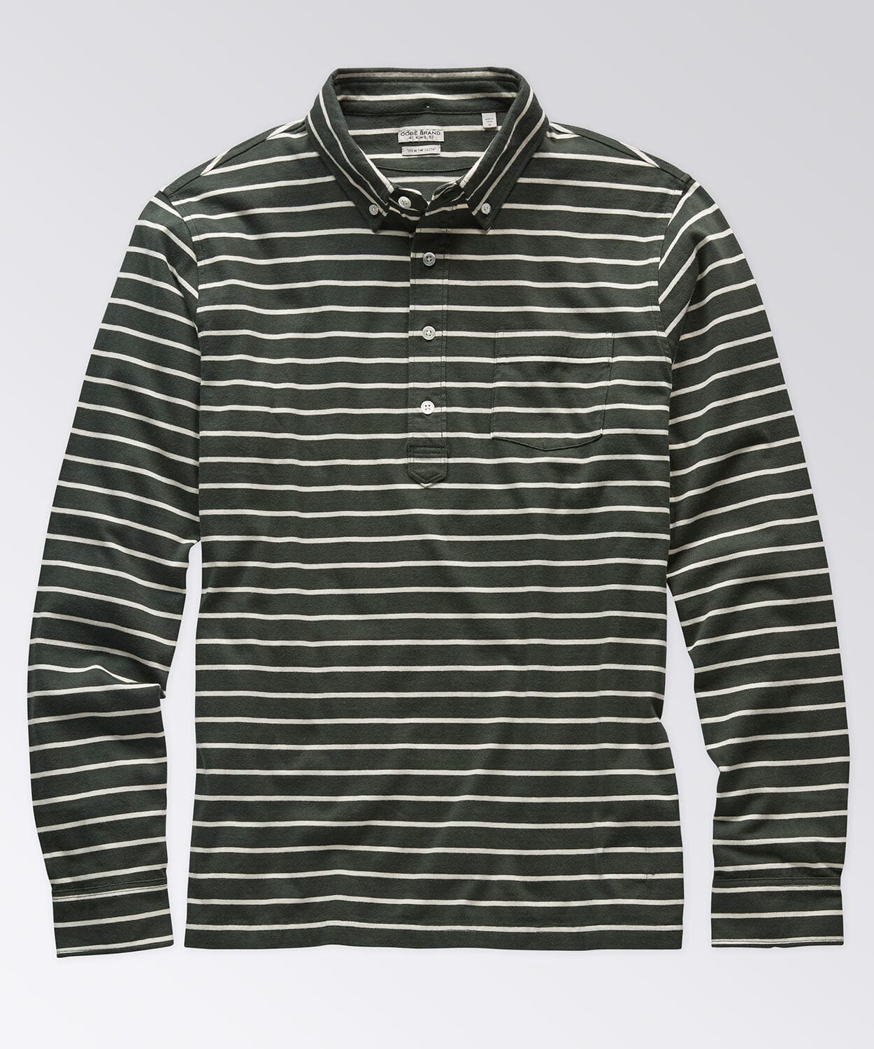 Burnham Stripe Popover Polo Shirts OOBE BRAND Deep Forest Stripe S 