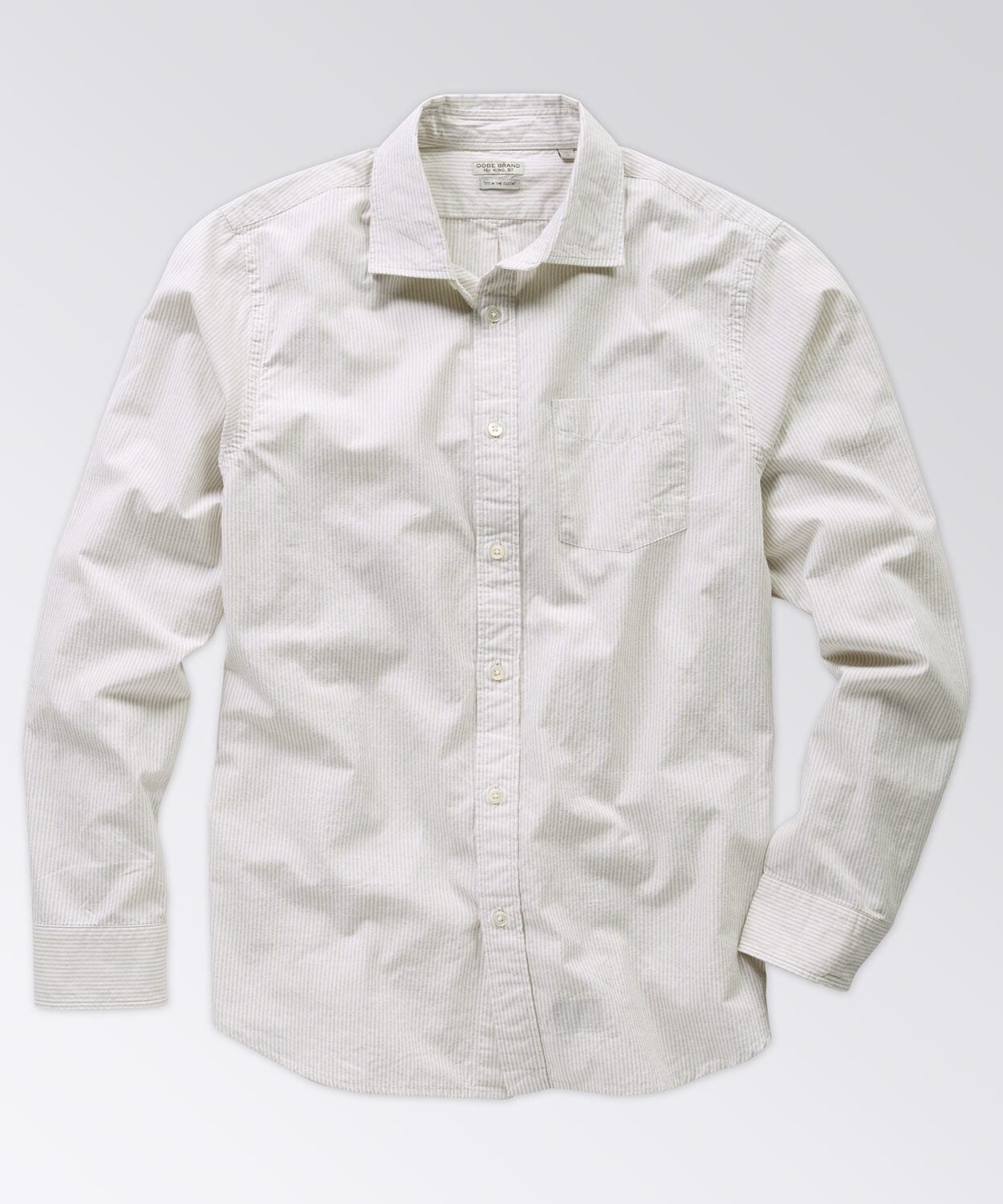 Excella Shirt Button Downs OOBE BRAND Khaki White Stripe S 