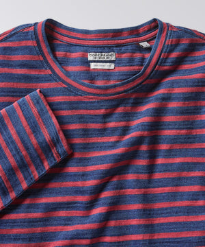 front of a mens striped tee