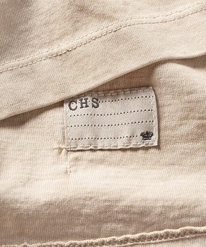 detail of a tshirt with camp fitch on it
