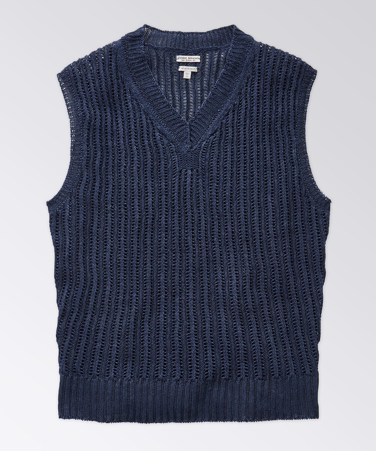Open Weave V Neck Linen Sweater