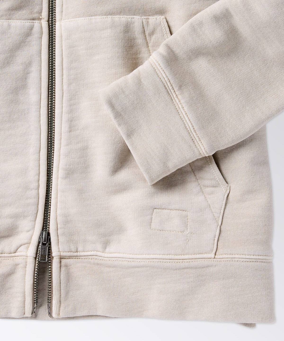 detail of a mens full zip hoodie
