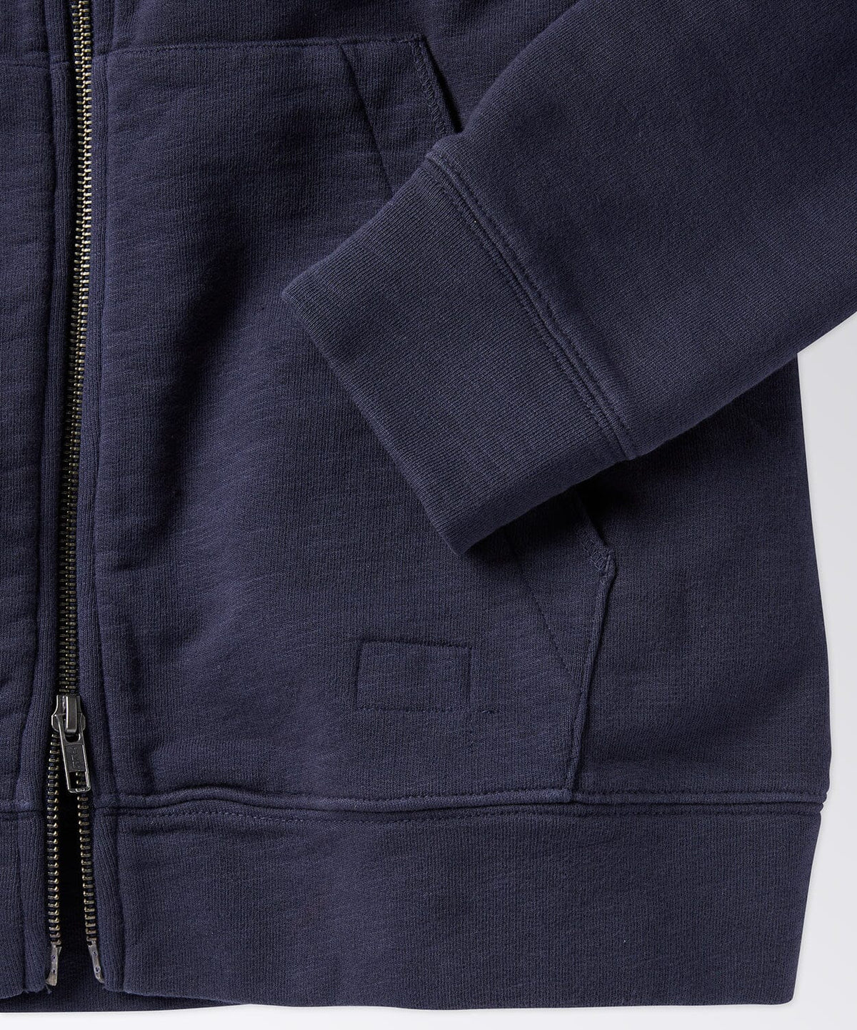 detail of a mens full zip hoodie