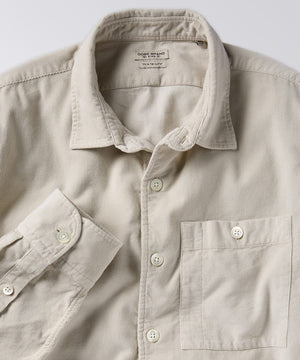 close up of front of a button down shirt