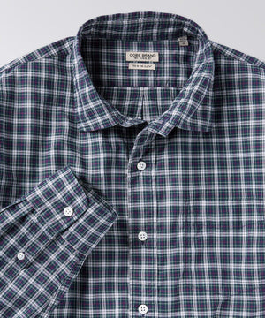 front of a mens plaid button down shirt