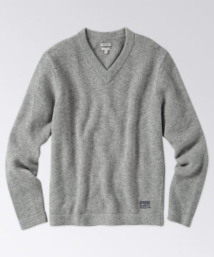 V Neck Wool Sweater with Signature Detail at Hem