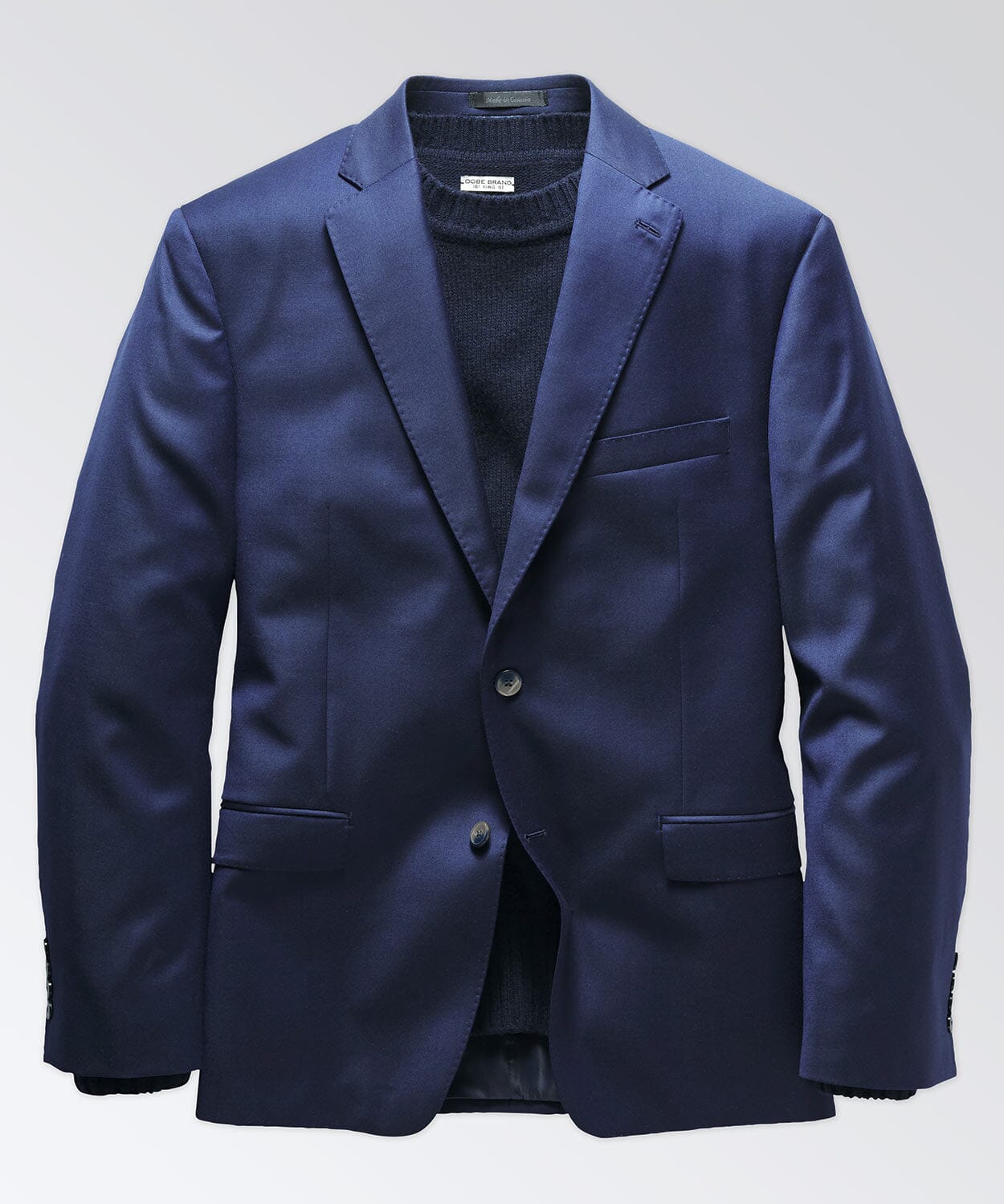 Styled image of navy wool blazer