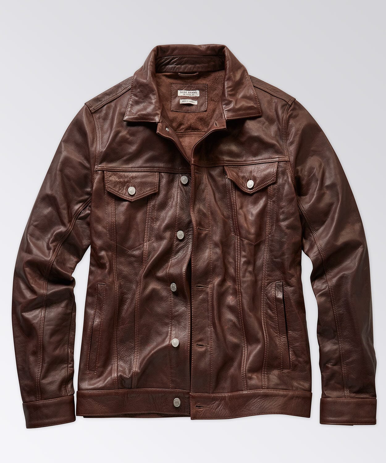 Leather Trucker Jacket Jackets OOBE BRAND Bark S 